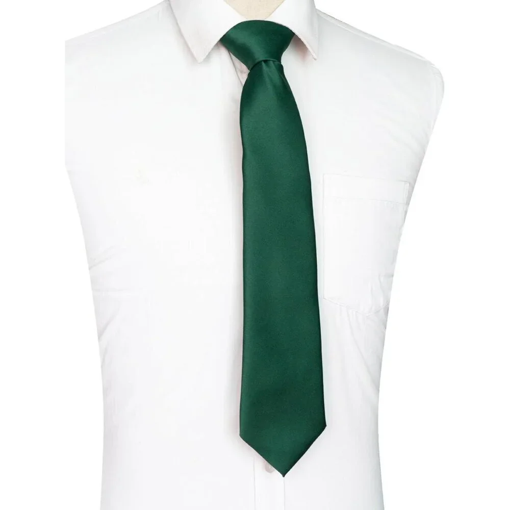 Men's Emerald Green Solid Pure Color Imported Polyester Formal Neck Ties